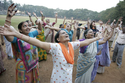 Unique Laughter Yoga Paintings In International Art Exhibition In New Delhi, India-img